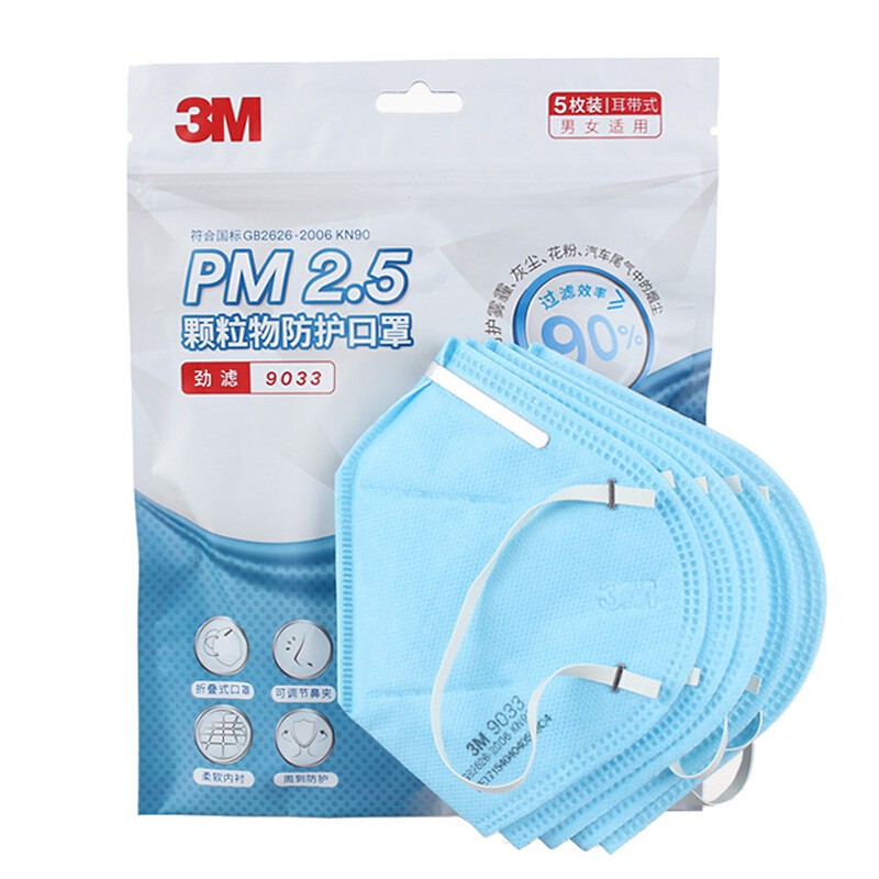 3M9033耳帶式折疊KN90防塵口罩圖片2