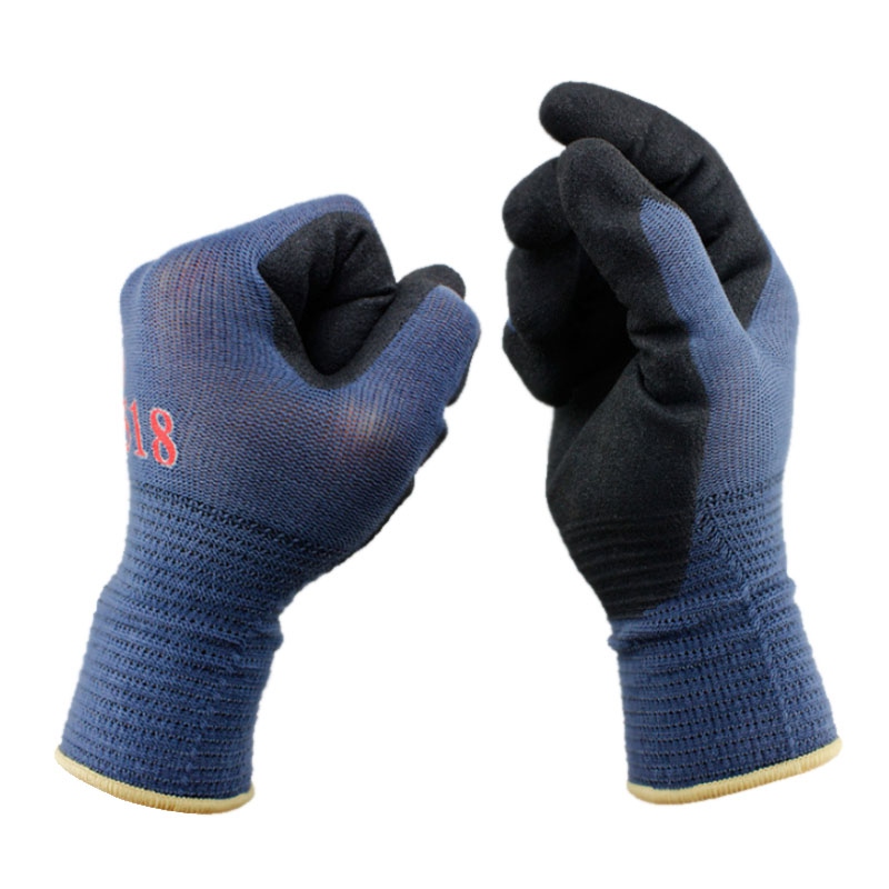 TOWA 518藍紗黑丁腈涂層勞保手套圖片1 TOWA 518藍紗黑丁腈涂層勞保手套圖片1