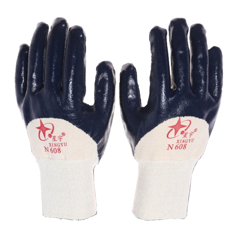 星宇N608羅口絨布丁腈半浸勞保手套圖片1 星宇N608羅口絨布丁腈半浸勞保手套圖片1