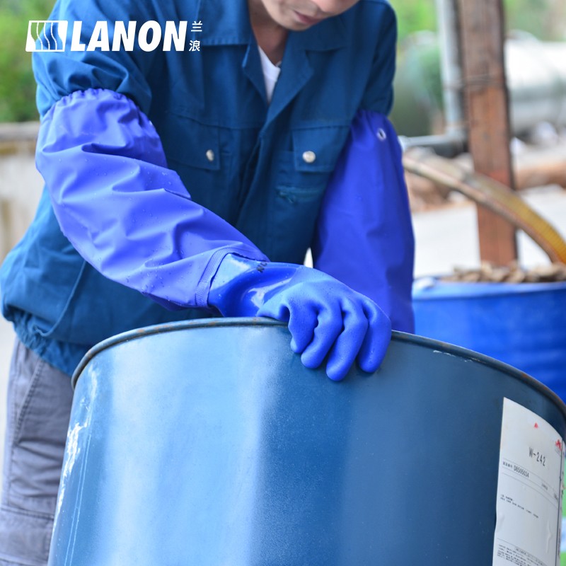 LANON蘭浪806SL接袖加長耐酸堿PVC手套圖片2