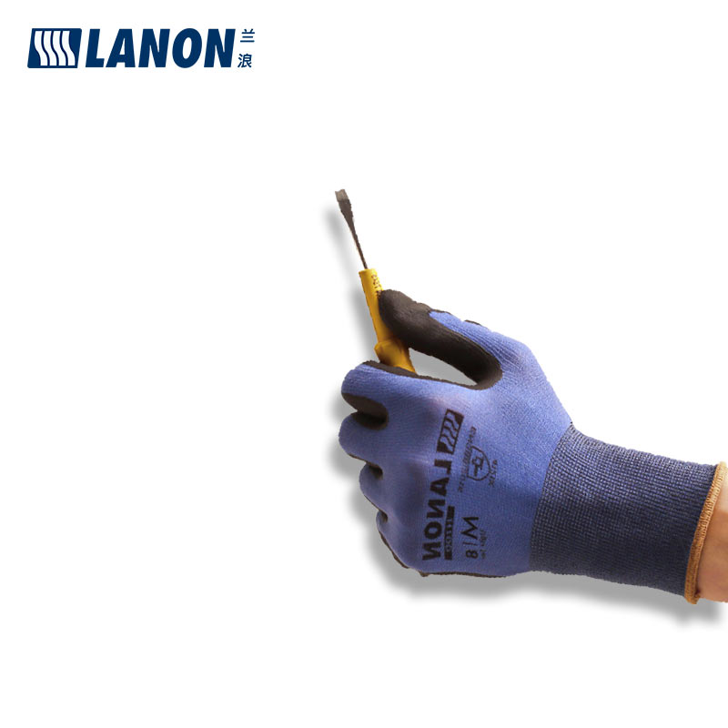 LANON蘭浪H100丁腈涂掌勞保手套圖片2