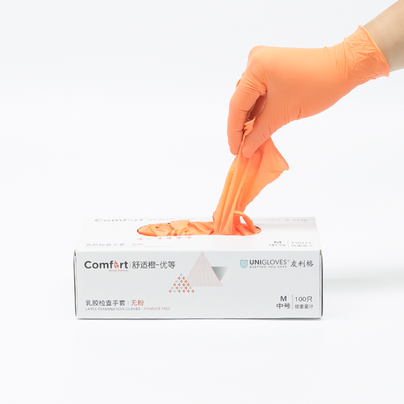 友利格舒適COMFORT U1100一次性無粉優等橙色乳膠檢查手套圖片3 友利格舒適COMFORT U1100一次性無粉優等橙色乳膠檢查手套圖片3