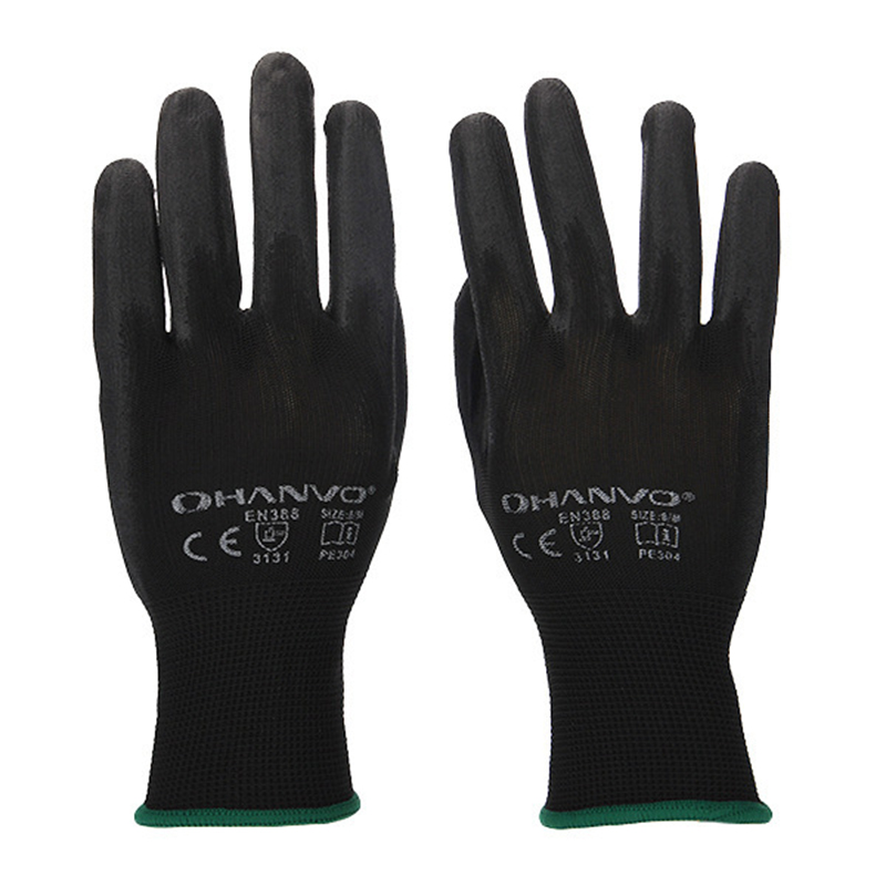 恒輝PE304黑色PU涂掌勞保手套圖片2 恒輝PE304黑色PU涂掌勞保手套圖片2