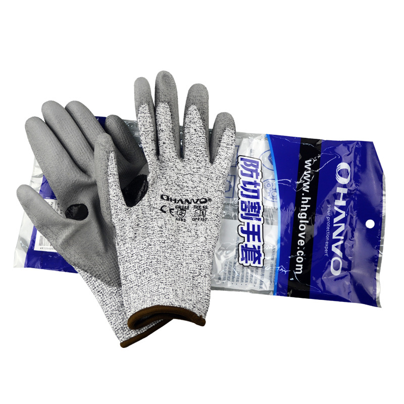 恒輝QPE352虎口加強PU涂層5級防割手套圖片4