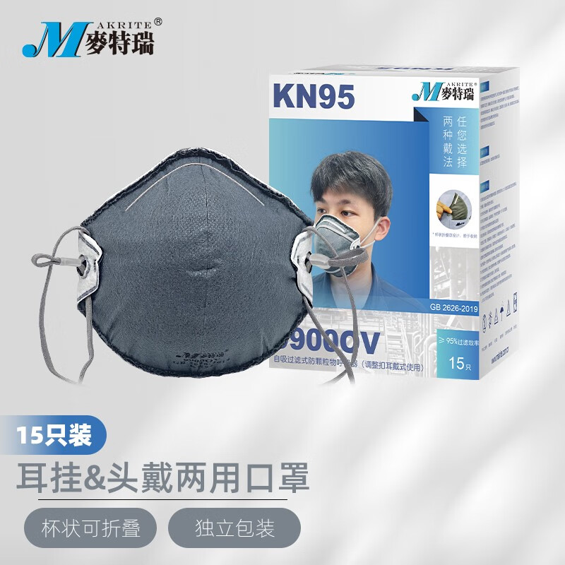 麥特瑞9900OV KN95防塵口罩活性炭口罩耳帶頭戴圖片1