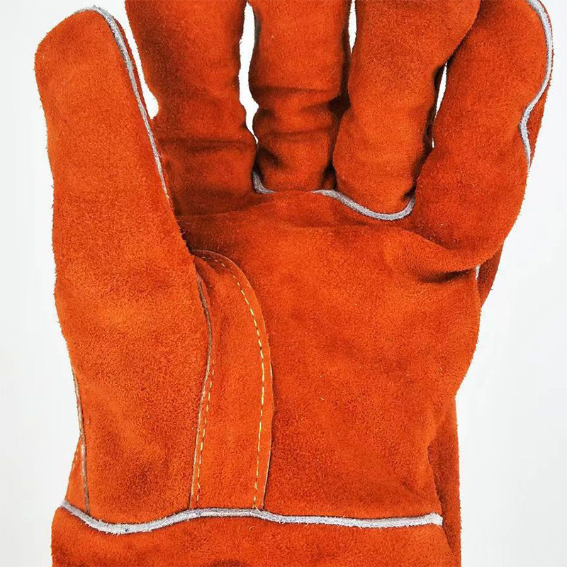 威仕盾G-0392橙紅色牛二層皮電焊手套圖片4