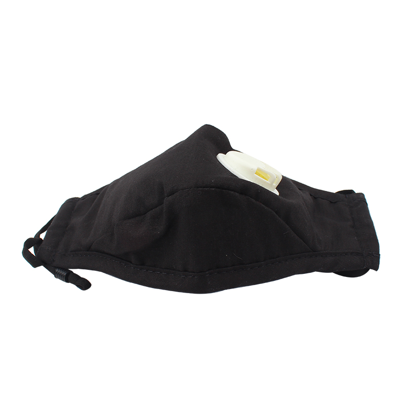 藍星黑色耳戴式帶閥成人棉布口罩圖片2