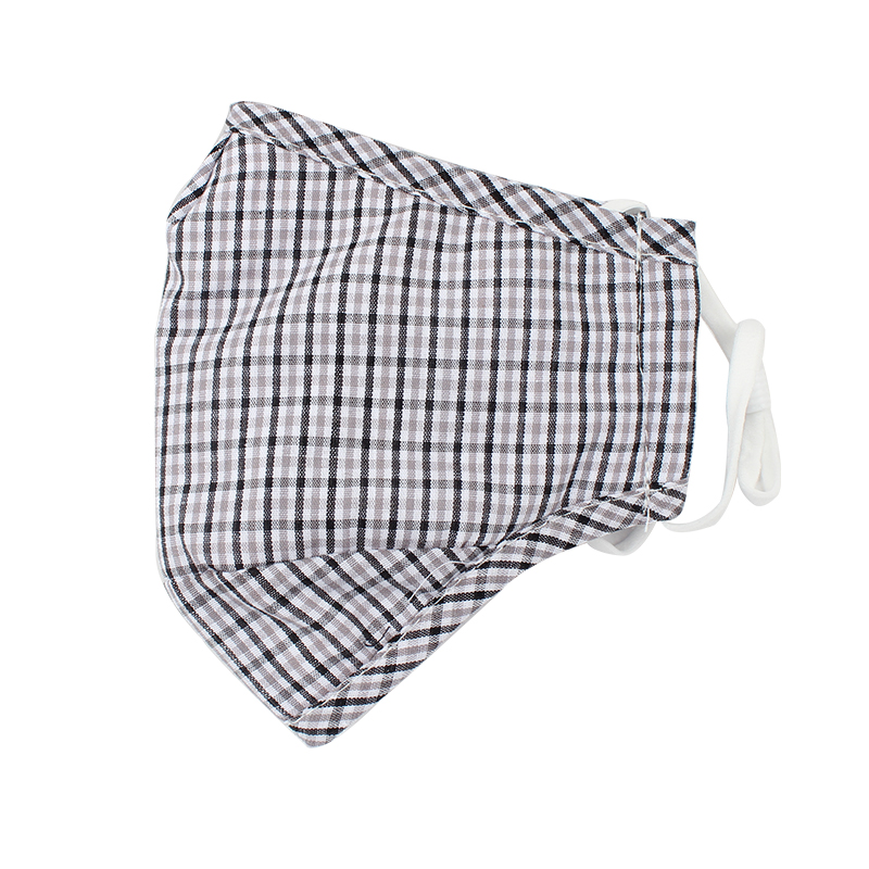 藍星灰格耳戴式成人棉布口罩圖片1