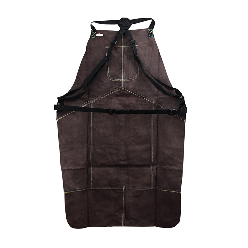 友盟AP-6100炭啡色全皮護胸焊工服圖片1