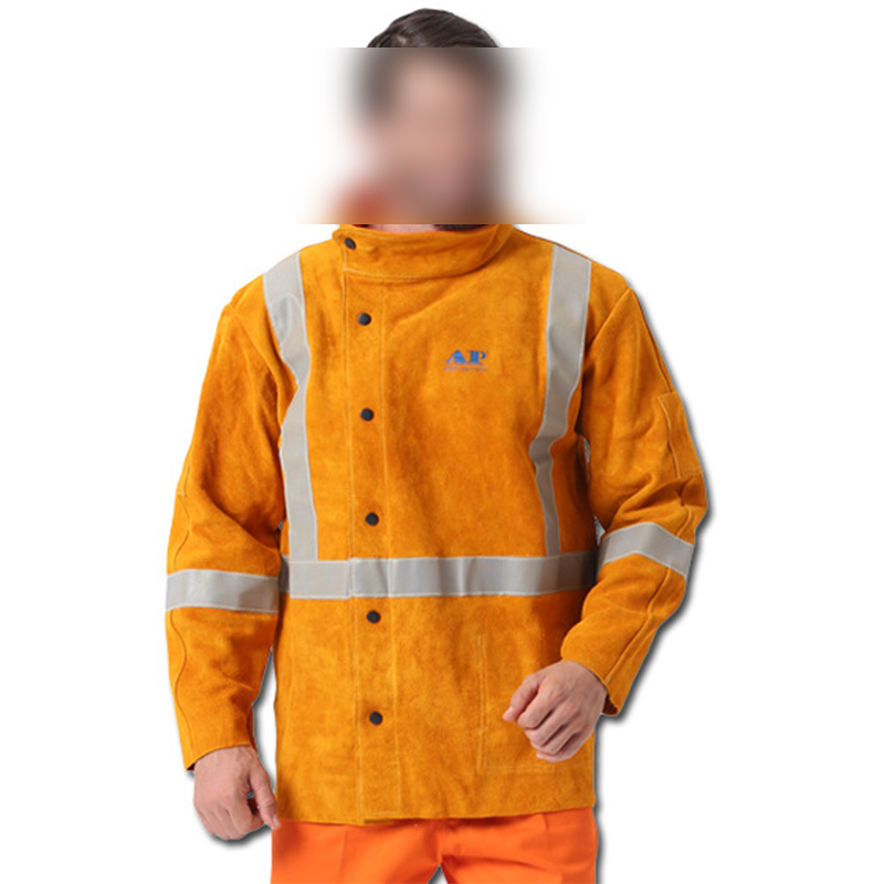 友盟AP-2160金黃色側開胸全皮焊工服圖片1 友盟AP-2160金黃色側開胸全皮焊工服圖片1