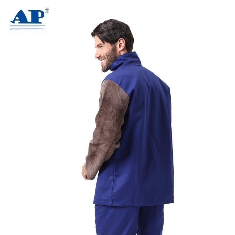 友盟AP-2530防火布配炭啡色皮袖焊工服圖片3 友盟AP-2530防火布配炭啡色皮袖焊工服圖片3