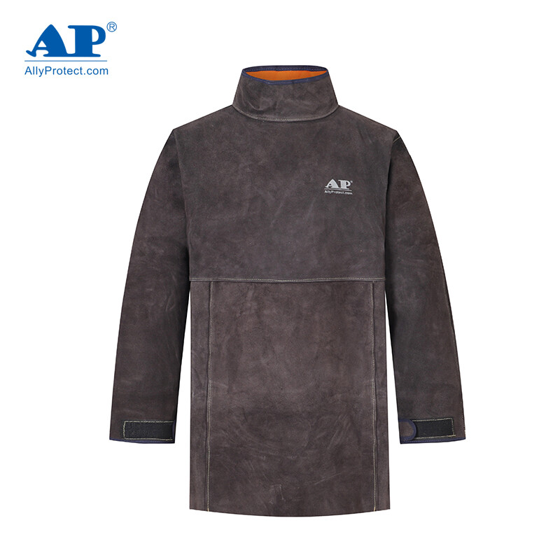 友盟AP-8002炭咖色皮護(hù)胸帶領(lǐng)長(zhǎng)袖圍裙圖片2