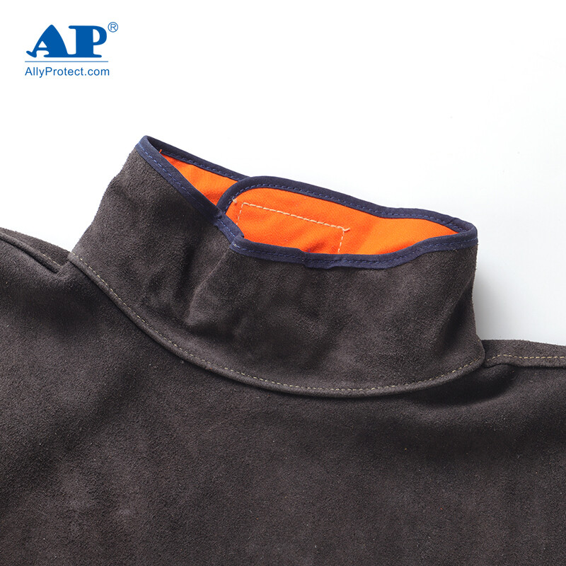 友盟AP-8002炭咖色皮護(hù)胸帶領(lǐng)長(zhǎng)袖圍裙圖片4