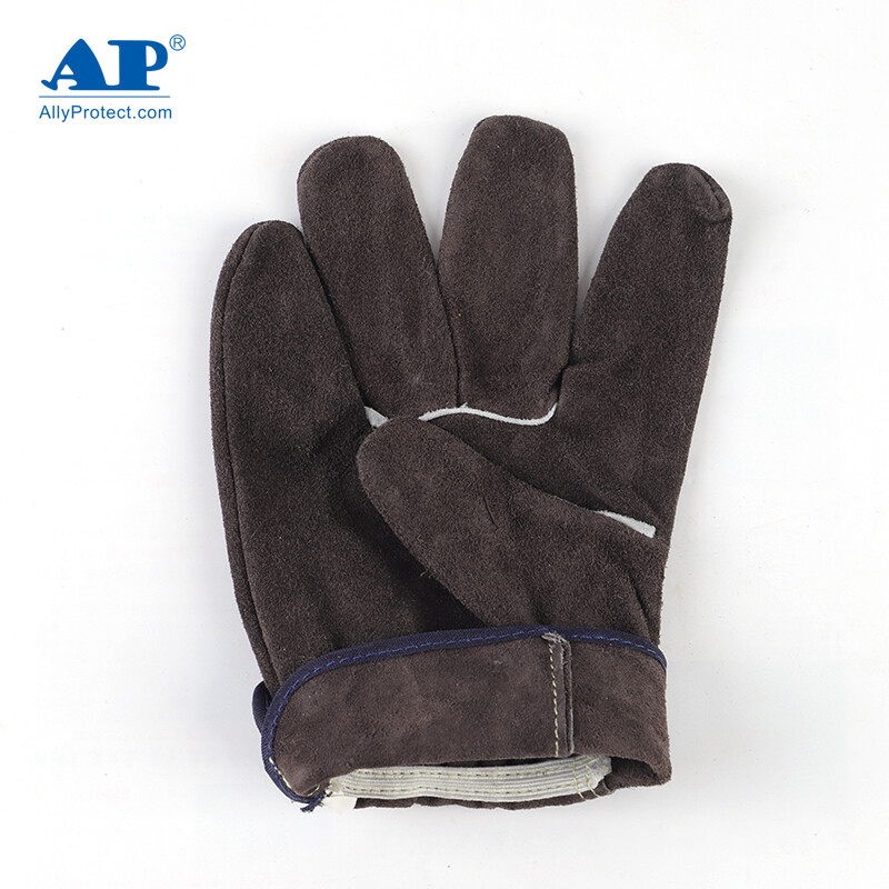 友盟AP-1301炭啡色牛二層皮勞保手套圖片2