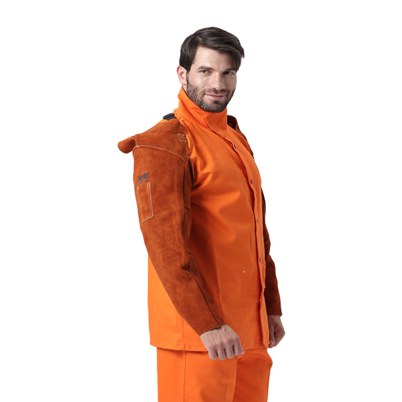 友盟AP-9115咖啡色牛二層芯皮連臂套袖圖片3