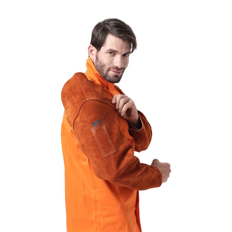 友盟AP-9115咖啡色牛二層芯皮連臂套袖圖片4