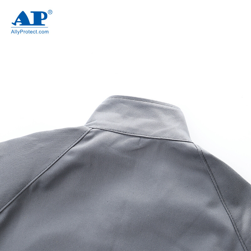 友盟AP-4530灰色阻燃布配黑色牛皮阻燃工作服上衣圖片4