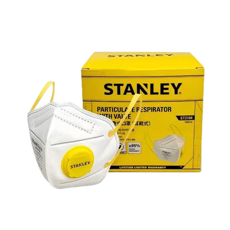 STANLEY史丹利ST2104白色折疊帶閥耳帶式KN95防塵口罩圖片1 STANLEY史丹利ST2104白色折疊帶閥耳帶式KN95防塵口罩圖片1