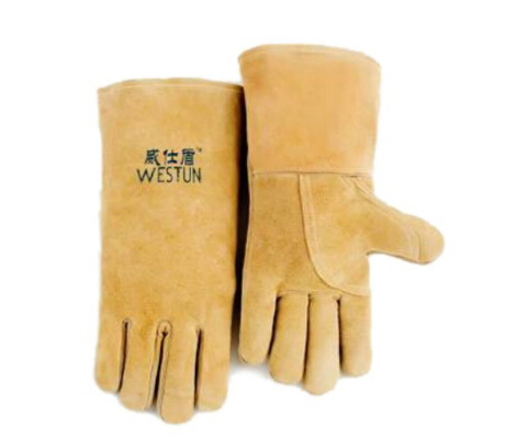 威仕盾G-2000米黃色牛二層芯皮電焊手套