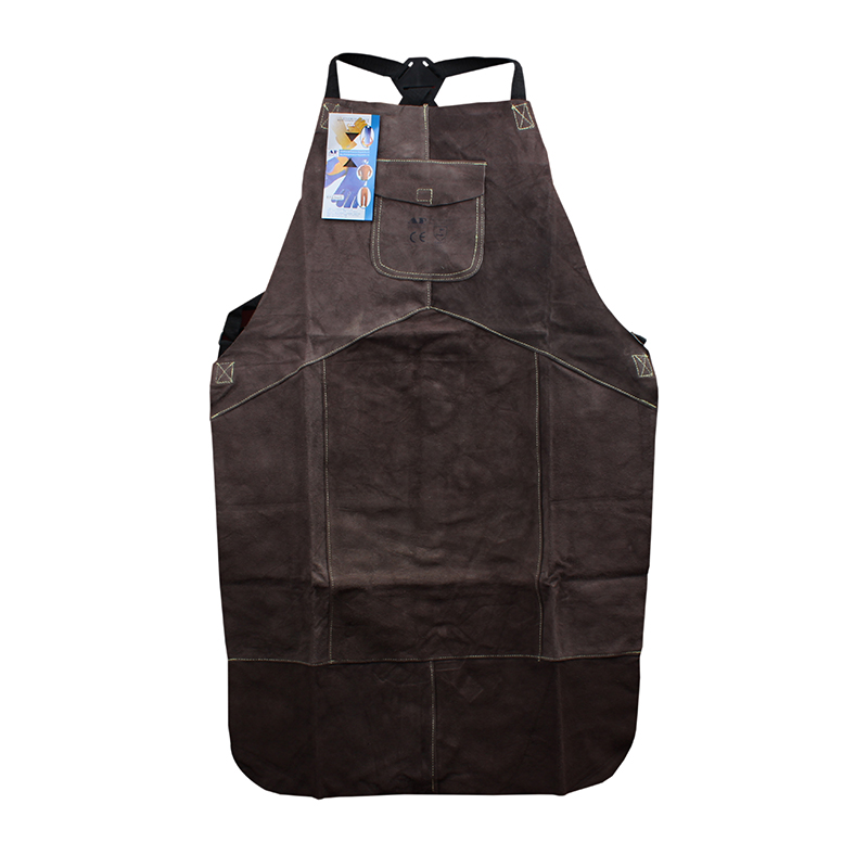 友盟AP-6100炭啡色全皮護胸焊工服