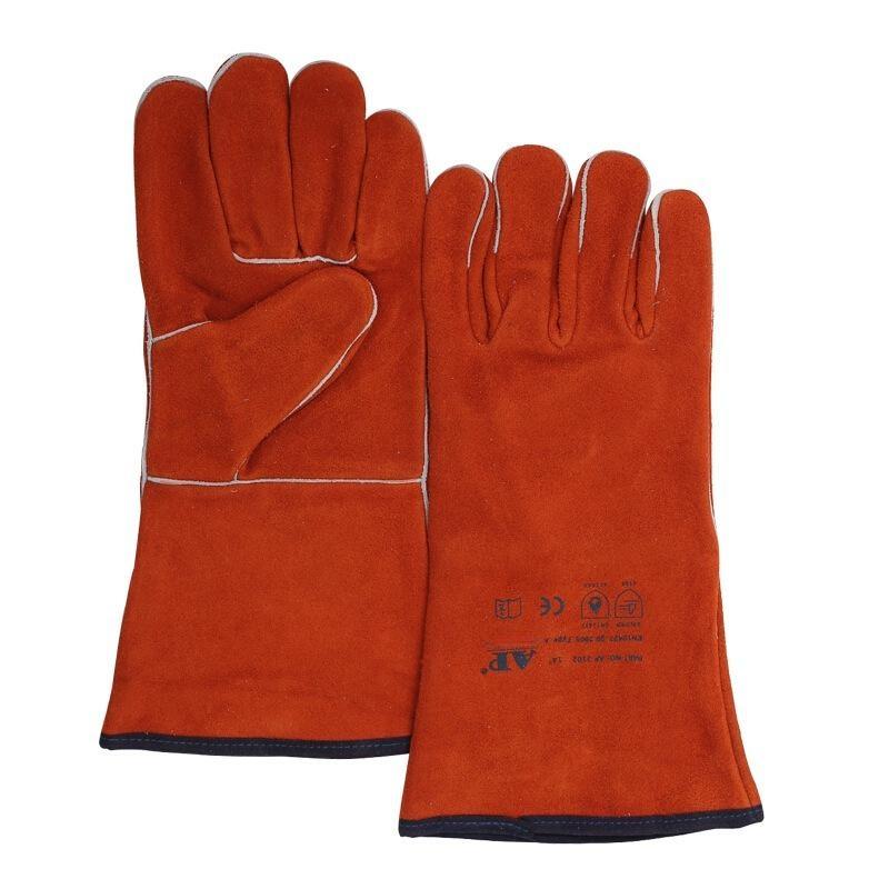 友盟AP-2102銹橙色牛二層皮電焊手套
