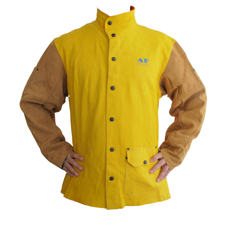 友盟AP-2830金黃牛青配金棕皮袖焊工服