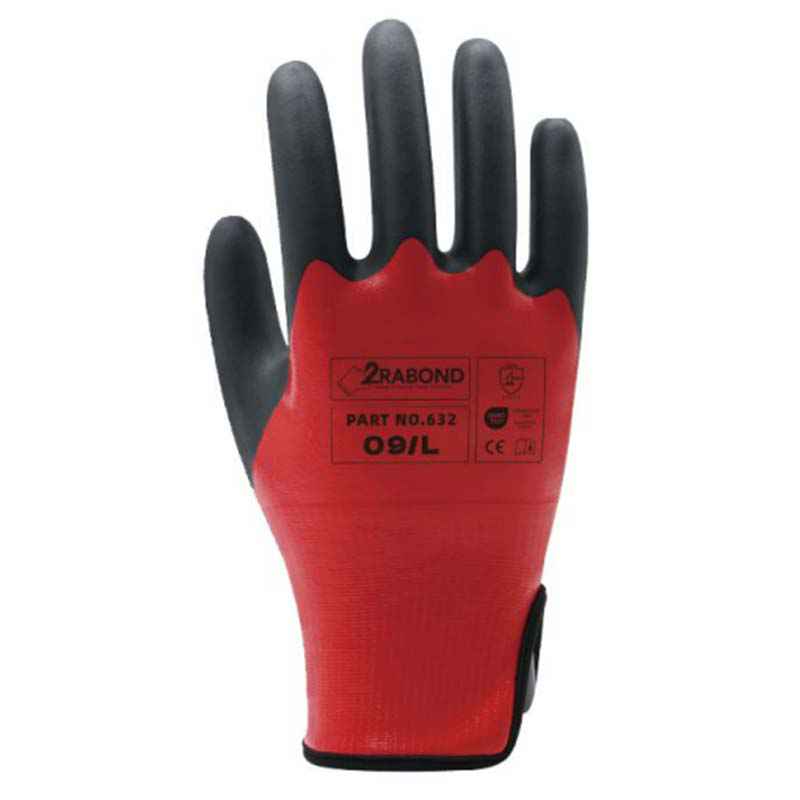 2RABOND 632丁腈光面尼龍內(nèi)襯包邊開(kāi)叉防油涂層手套