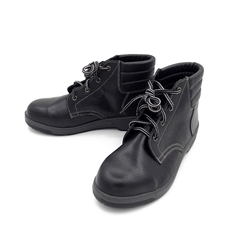 希滿YS-722黑色中幫頭層壓花牛皮防滑防砸安全鞋