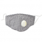 藍星灰格耳戴式帶閥成人棉布口罩