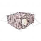 藍星紅格耳戴式帶閥成人棉布口罩