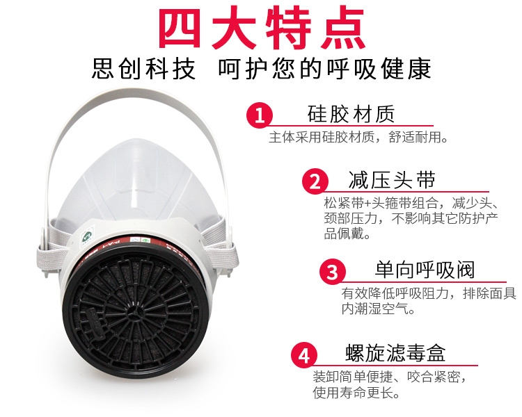思創ST-FDLX橡膠半面罩防毒面具圖片2
