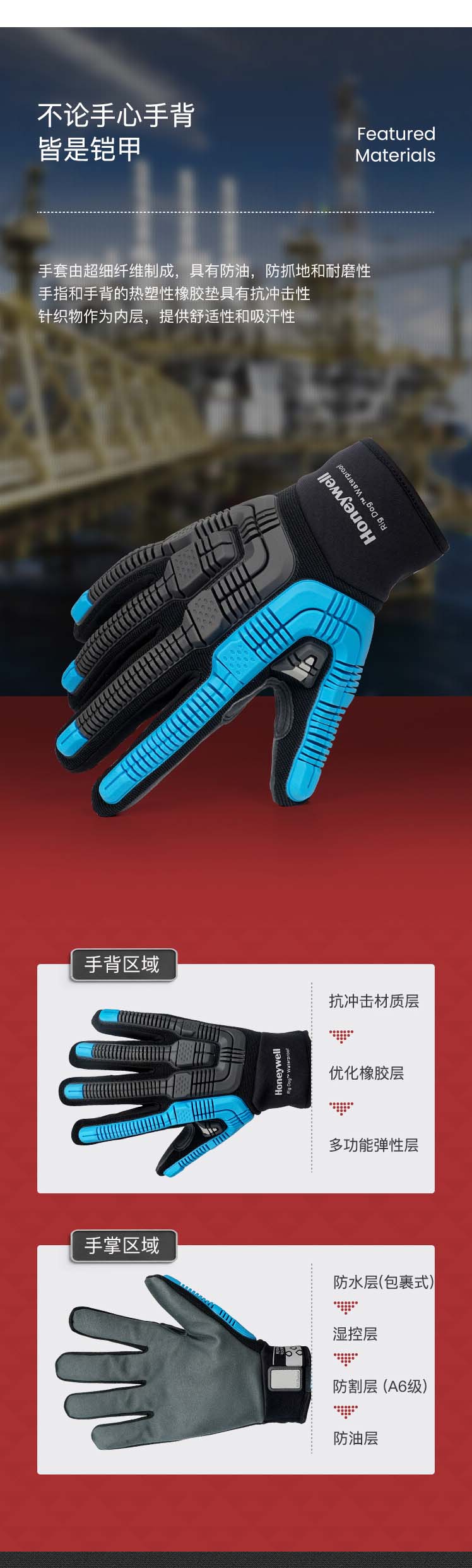 Honeywell霍尼韋爾42-615BLCN Rig Dog防水防割手套圖片4