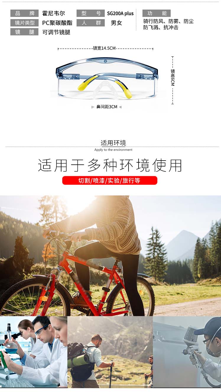 Honeywell霍尼韋爾100500S200A plus透明鏡片藍(lán)色鏡框防刮擦防護(hù)眼鏡圖7