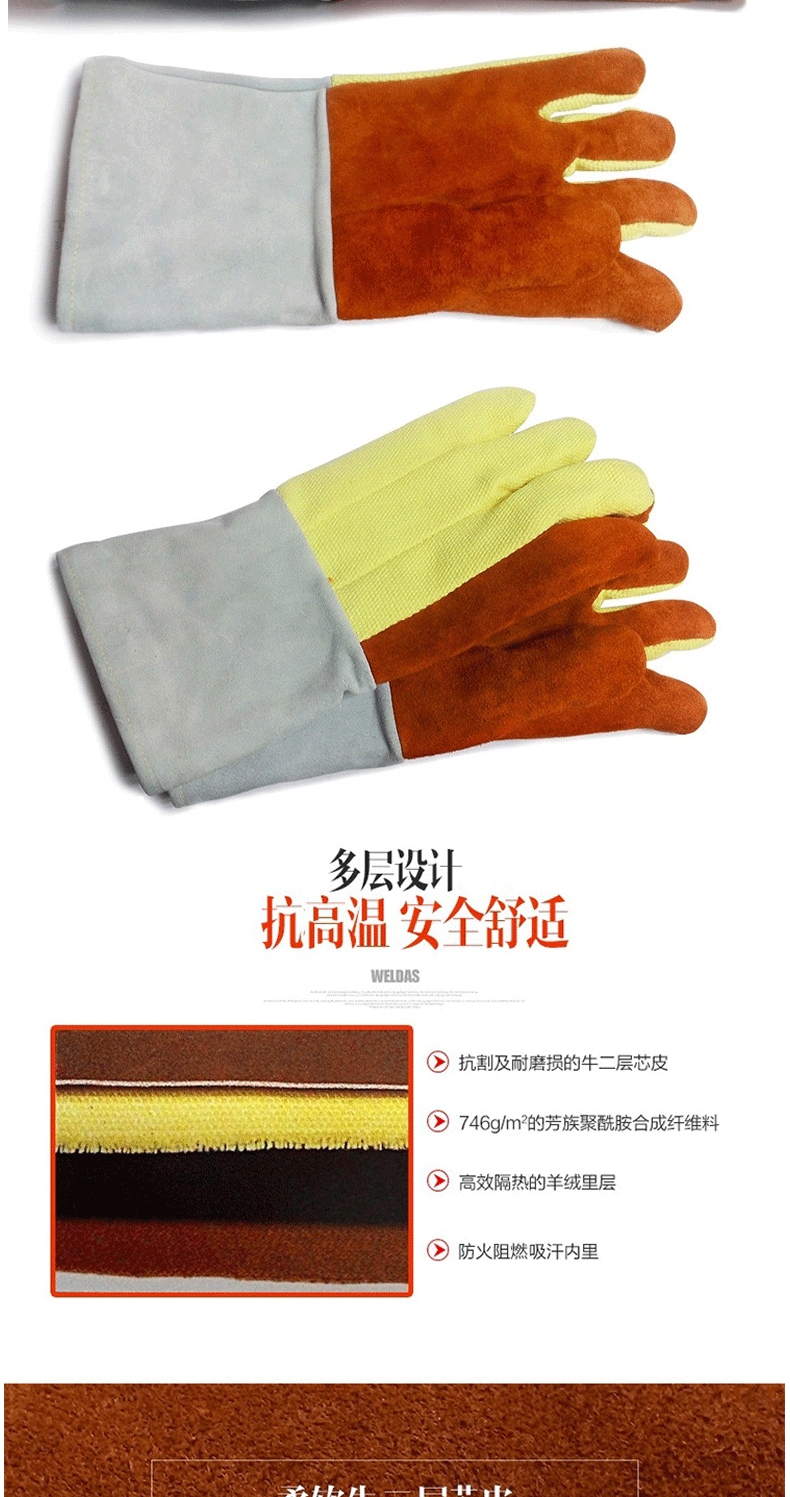 威特仕10-4900-M耐高溫五指手套圖片2