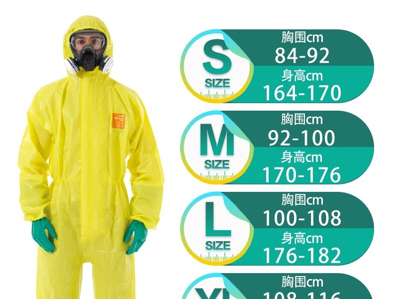 微護佳MC3000YE30-W-99-111-02黃色雙袖連體防化服圖片4