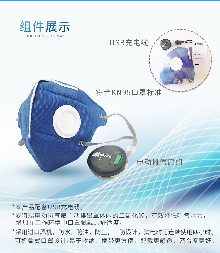 Makrite麥特瑞880DV+KN95排氣風(fēng)扇防塵口罩圖3