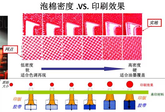 圖4 泡棉密度與網點、實地印刷效果展現