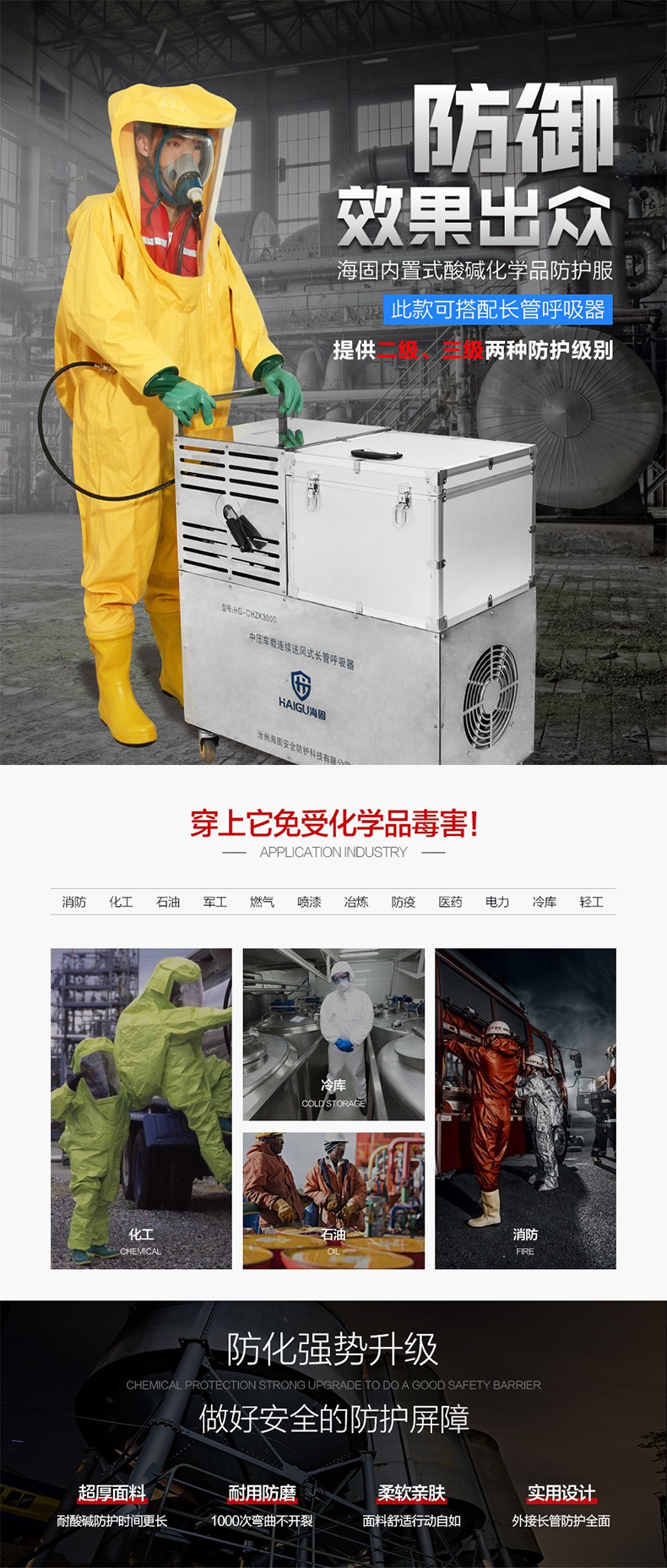 海固定制款！內置外接 內置插孔防化服圖片1