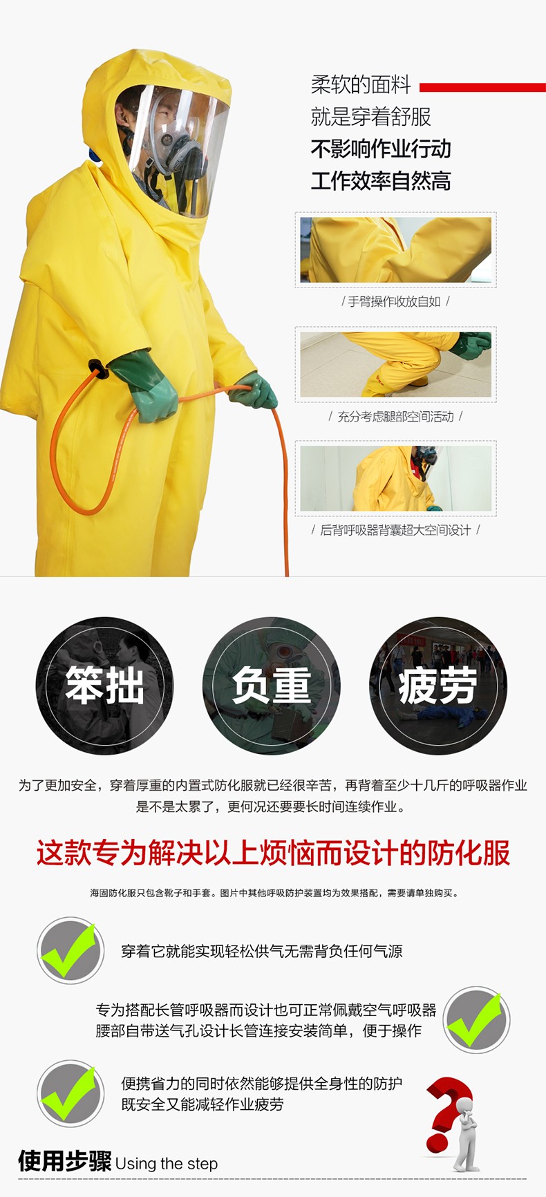 海固定制款！內置外接 內置插孔防化服圖片2