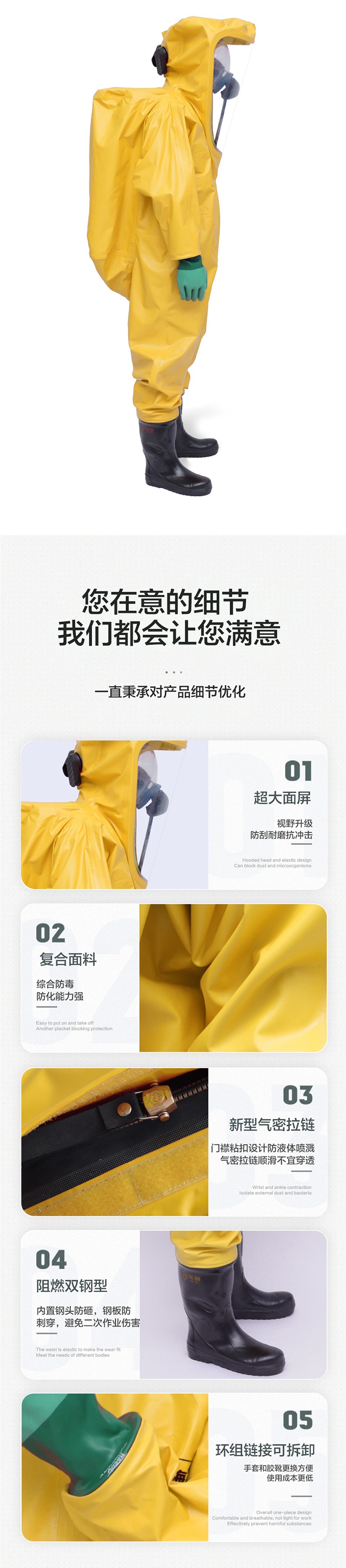 海固HG-3NF全封閉重型防化服 內置三級防化服 (不含空氣呼吸器)圖片5