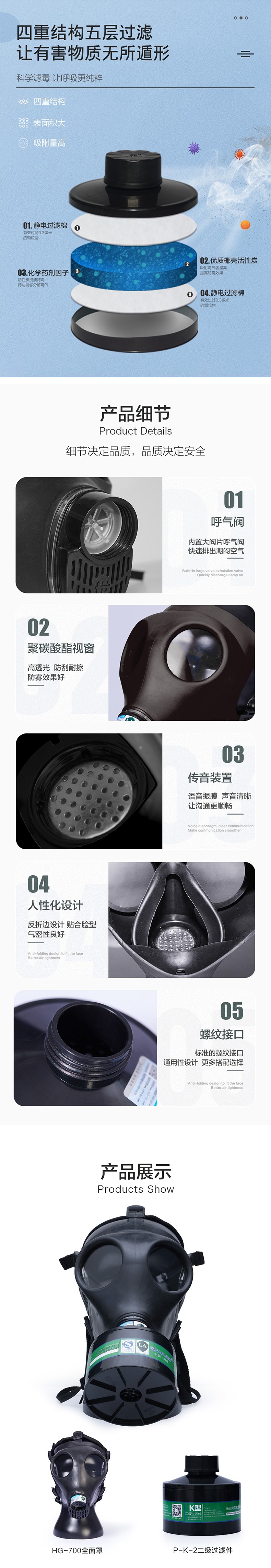 海固HG-700 P-K-2防毒面具套裝圖片2