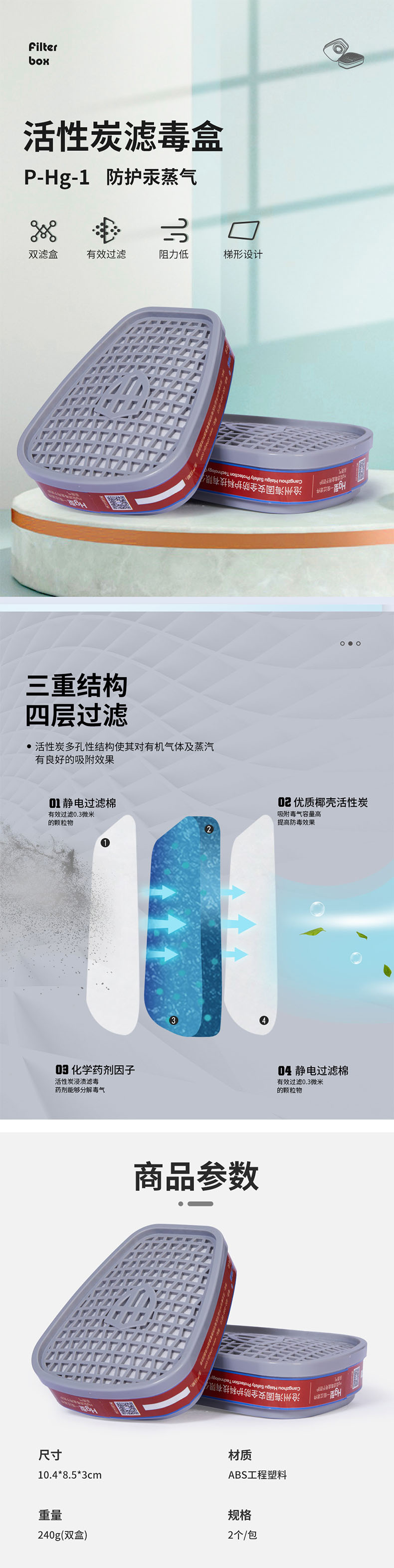 海固P-Hg-1一級(jí)防汞防水銀濾毒盒圖片