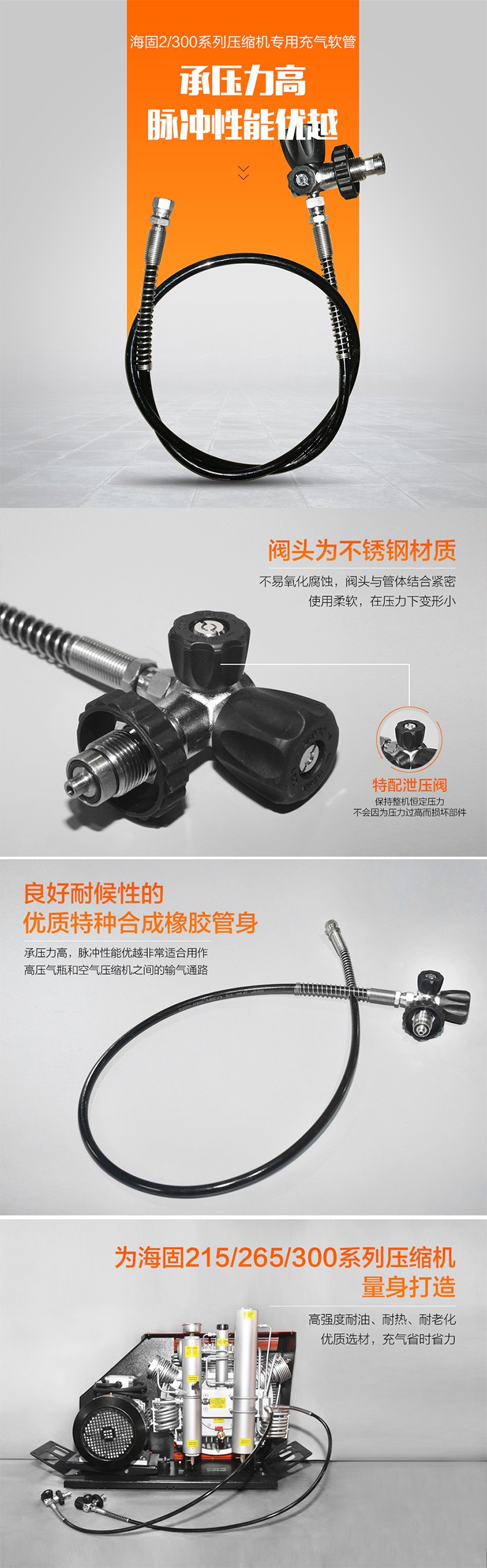 海固CQ300-RG+JT/X高壓空氣壓縮機專用充氣軟管圖片