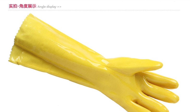 千禧龍045黃棉毛浸塑PVC手套圖片10