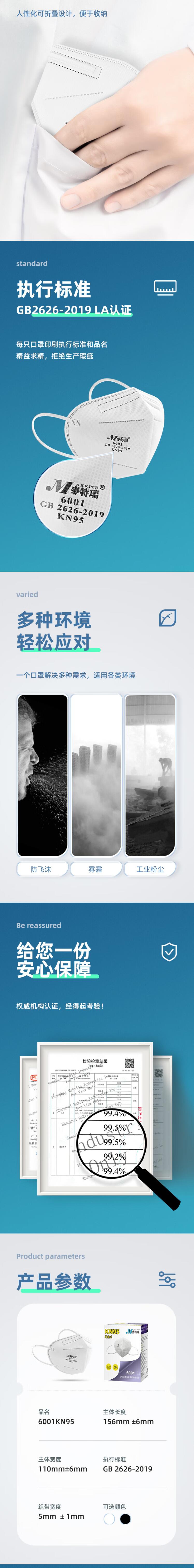 麥特瑞6002B KN95黑色頭戴式防塵口罩圖片3