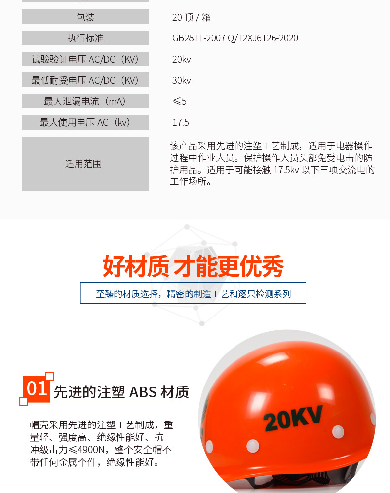 安全牌20kv電工絕緣安全帽圖片5