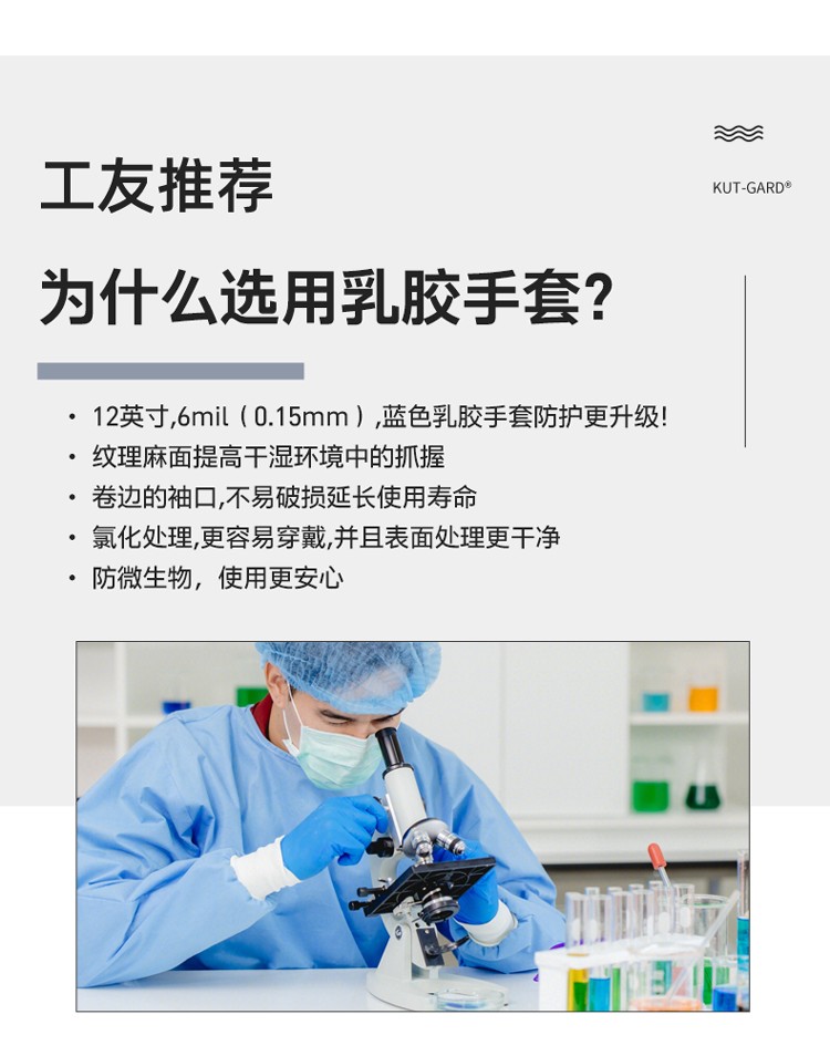 PIP 62-621PF藍色防滑耐磨一次性乳膠手套圖片6