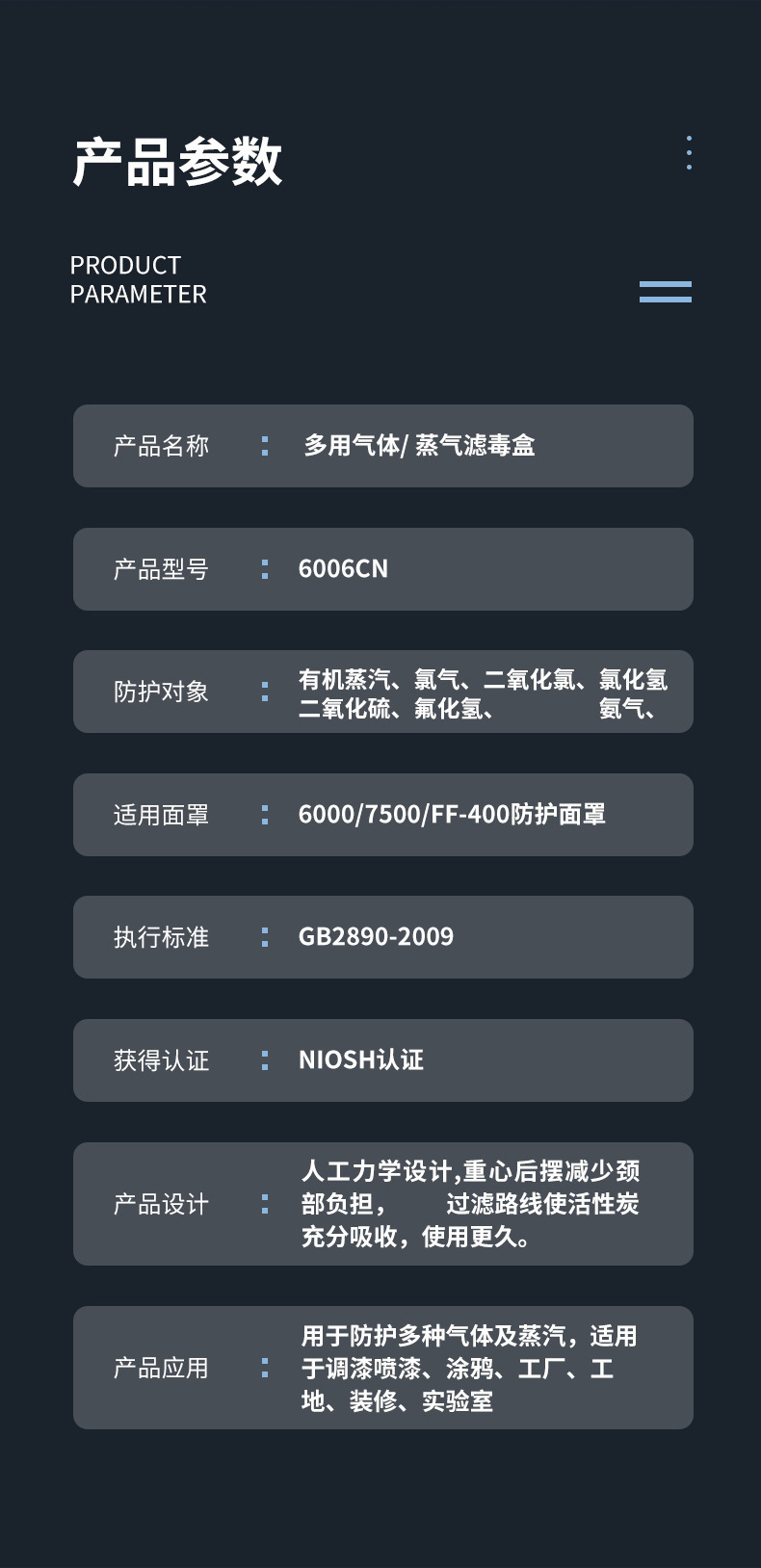 3M6006CN防綜合性有毒氣體濾毒盒圖片2