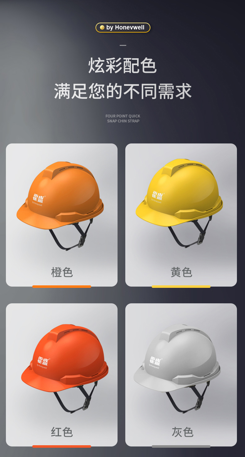 Honeywell霍尼韋爾Y99BNP107S Y99S系列ABS不帶通風(fēng)孔四鍵快插下頦帶藍色安全帽7