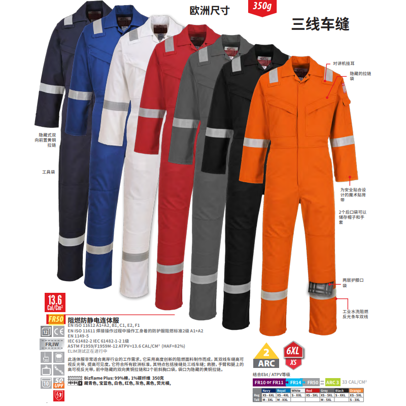 波偉斯特Portwest FR50阻燃防靜電連體服